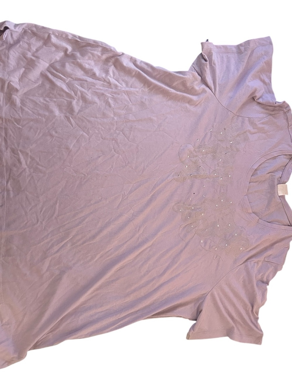 Penningtons Lavender Short Sleeve Tee with Rhinestone Floral Detail